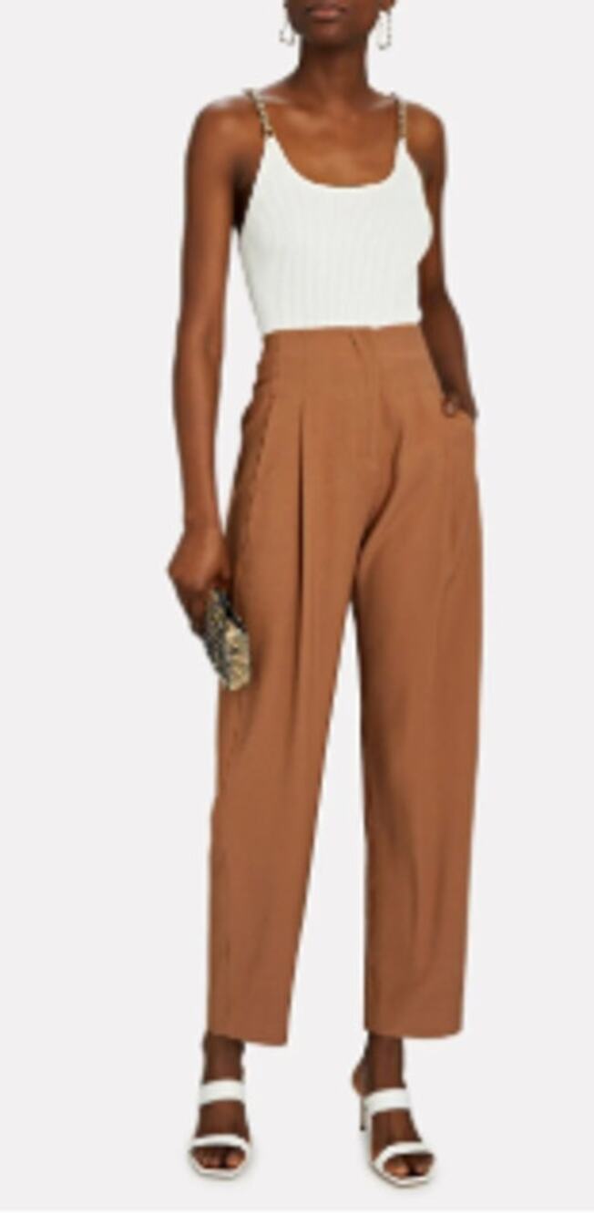 The Sei Pleat Trouser Pants High Rise Straight Leg Chestnut Brown Size 2
